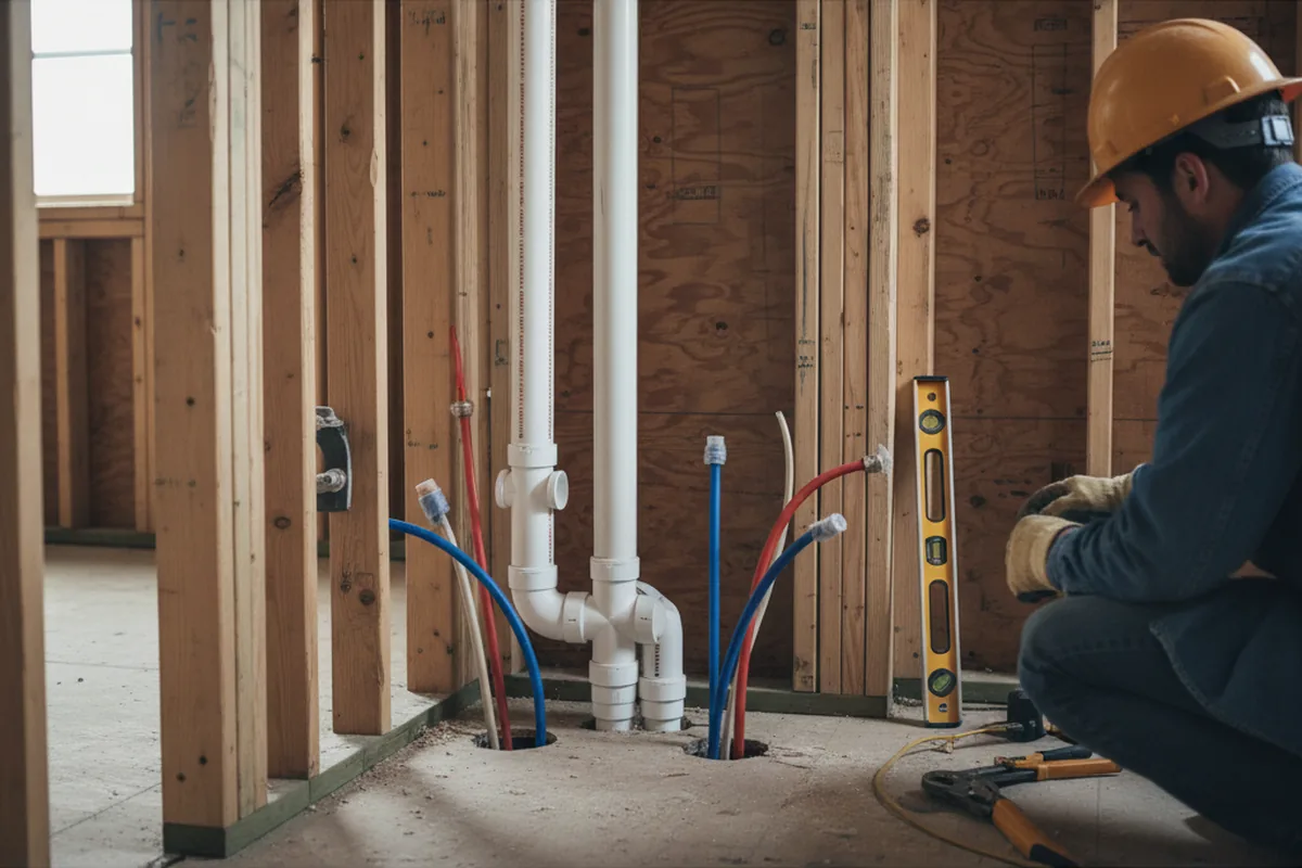 Drain and supply rough-in during Drain Cleaning in Westview