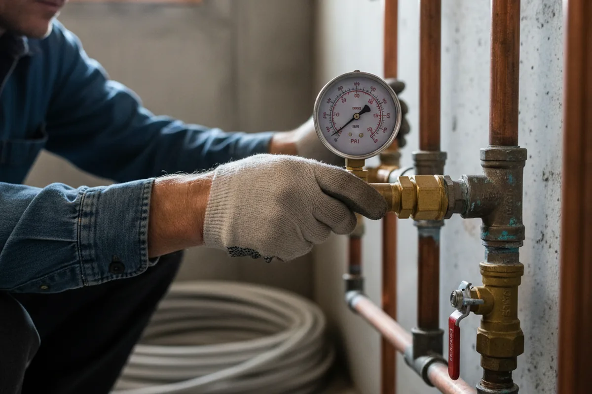 Pressure testing a repaired line during Water Line Repair in Westview